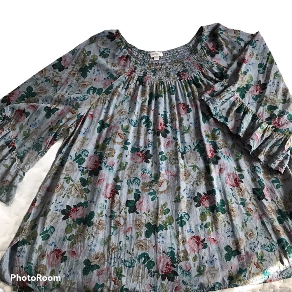 Floral Ruffle Sleeves Blouse